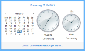 Verschiedene Zeitzonen in Windows 8.1 anzeigen