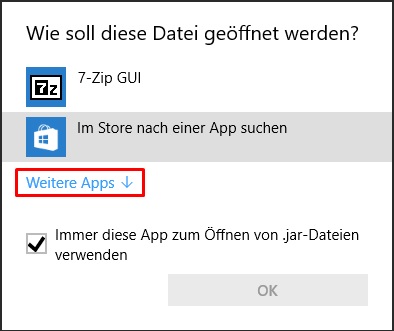 Jar-Dateien mit Java statt WinRar öffnen