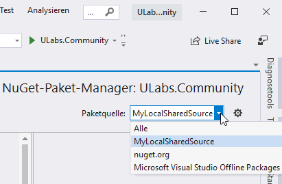 Visual Studio Projekt als lokale NuGet Paketquelle einbinden